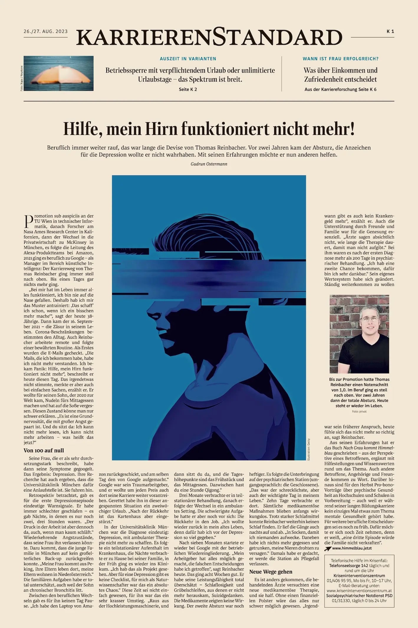 Thomas Reinbacher von »Nach Grau kommt Himmelblau« in der Zeitung DerStandard (KarrierenStandard)